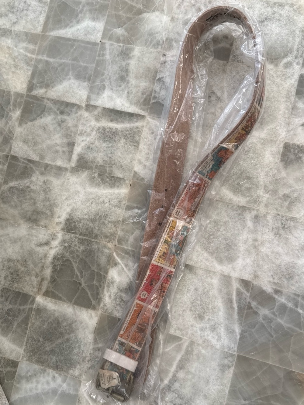 Flintstones comic strip Printed Leather Belt with Tan Backing